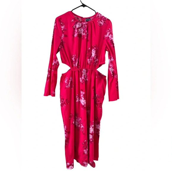 Pink floral long sleeve midi dress - Picture 4 of 8